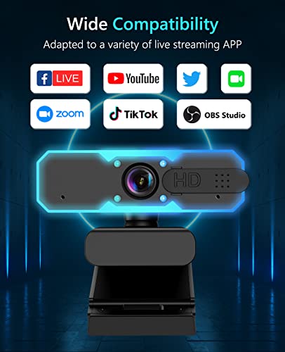 NBPOWER 1080P 60FPS Webcam with RGB Fill Light