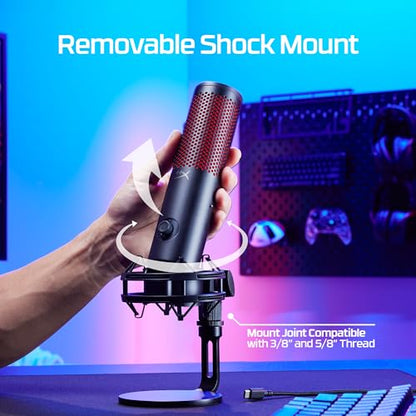 USB Gaming Microphone with LED & Shock Mount
