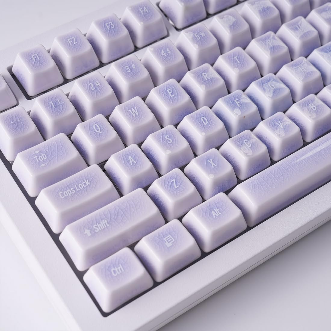 91-Key Ceramic Keycap Set with Ice Crack Finish
