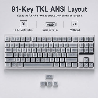 91-Key Ceramic Keycap Set with Ice Crack Finish