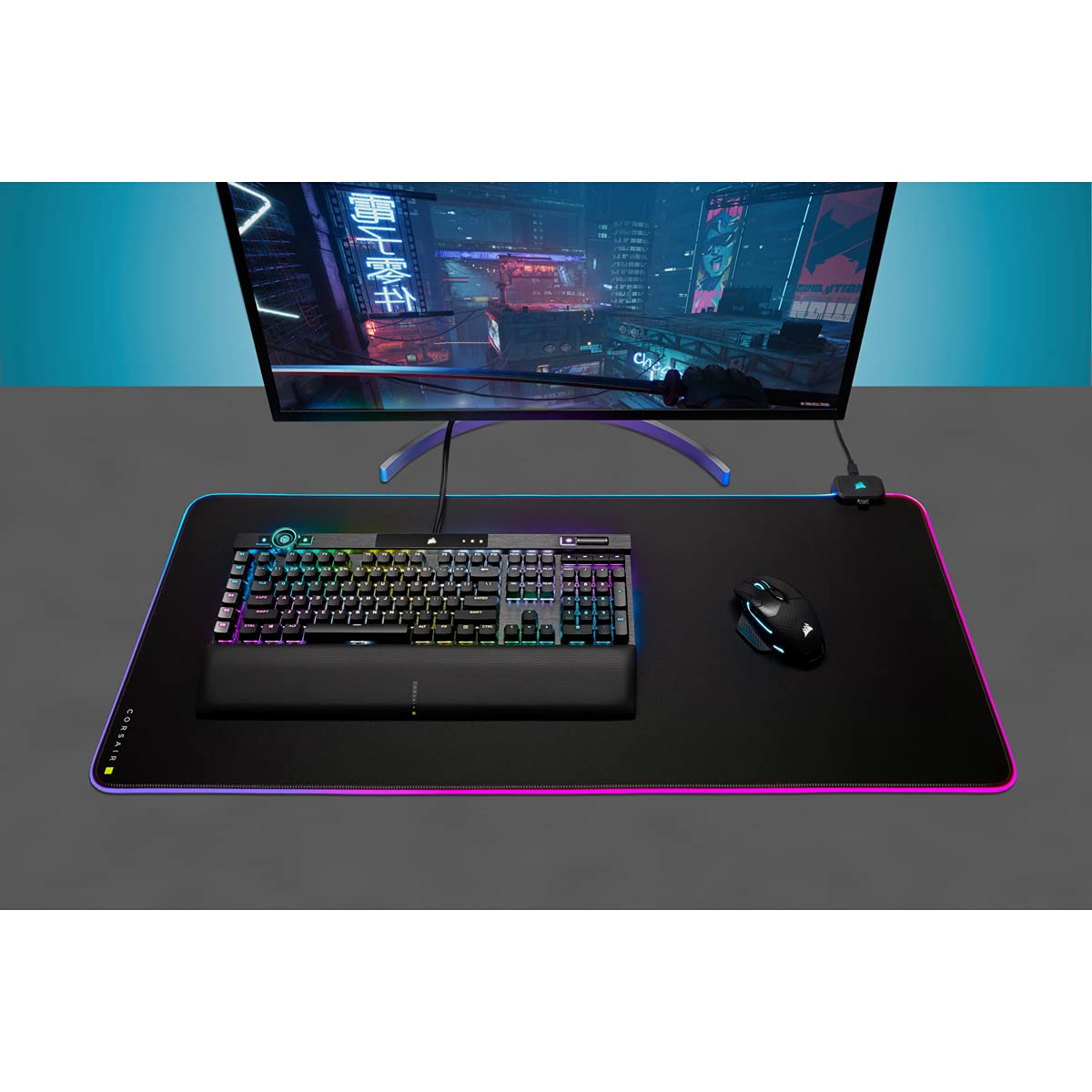 XXL RGB Gaming Desk Mat with Dual USB Hub