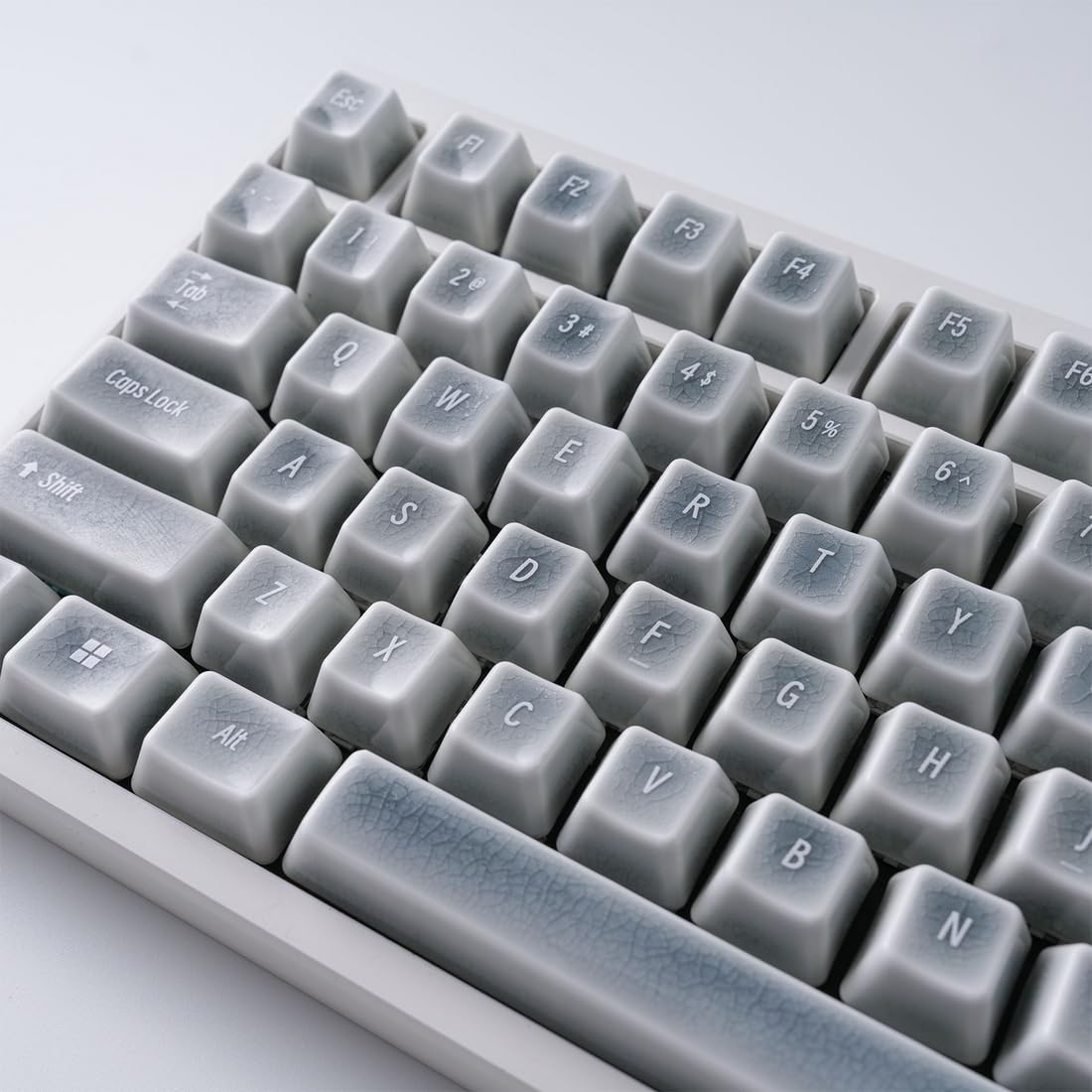 91-Key Ceramic Keycap Set with Ice Crack Finish