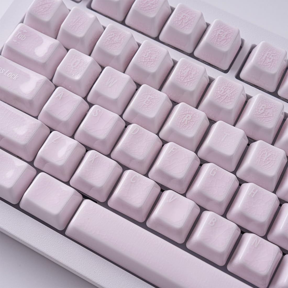 91-Key Ceramic Keycap Set with Ice Crack Finish