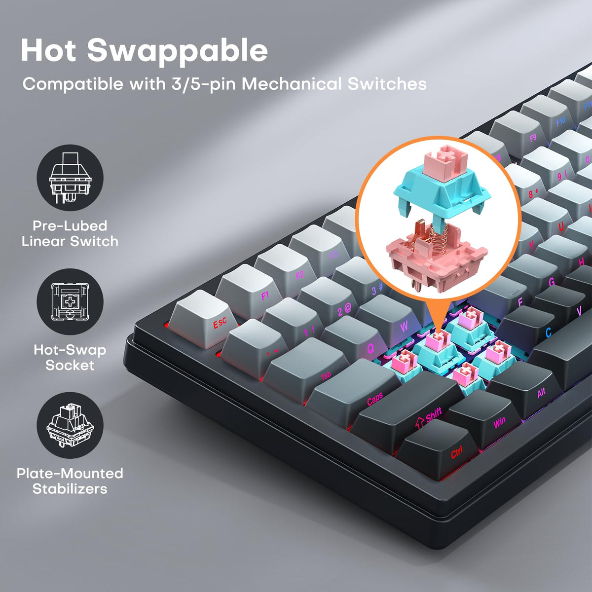 MOKURU 75% Wireless Mechanical RGB Keyboard