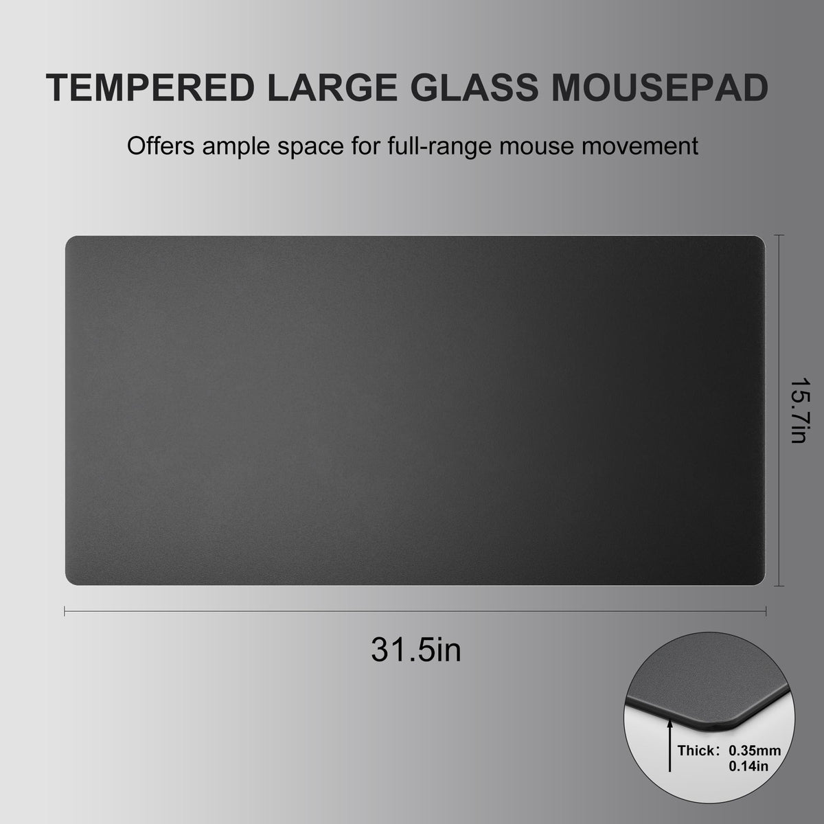 Large Glass Gaming Mouse Pad with Sandblasted Surface