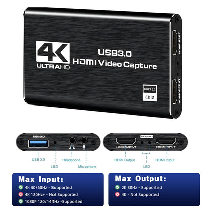 4K HDMI Video Capture Card for Streaming