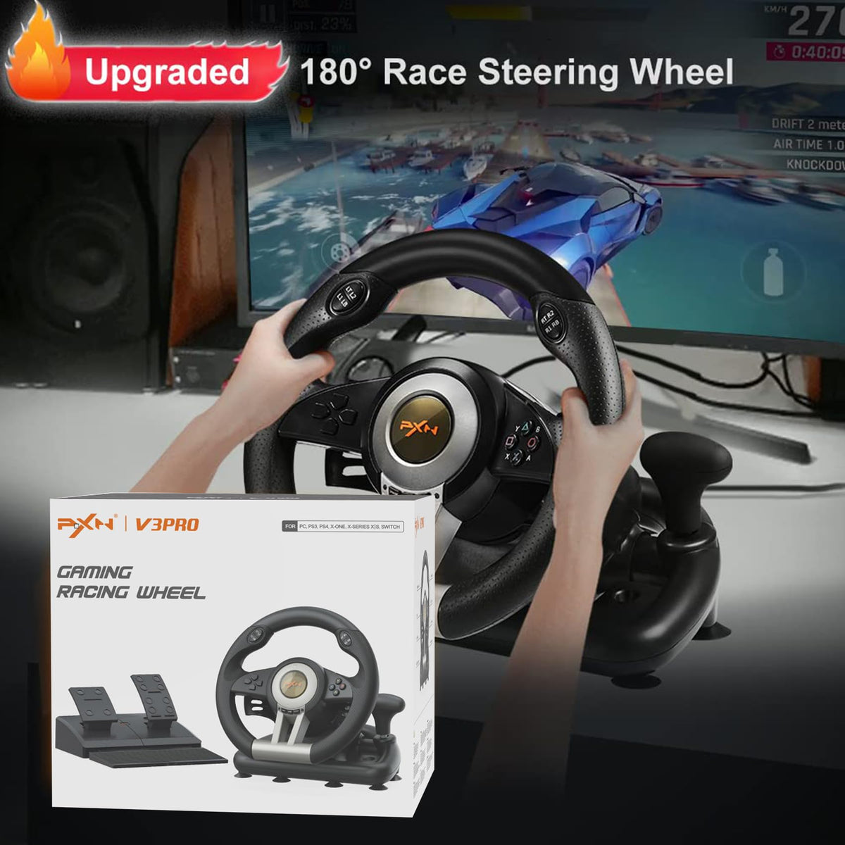 Racing Wheel & Pedal Set for Console and PC