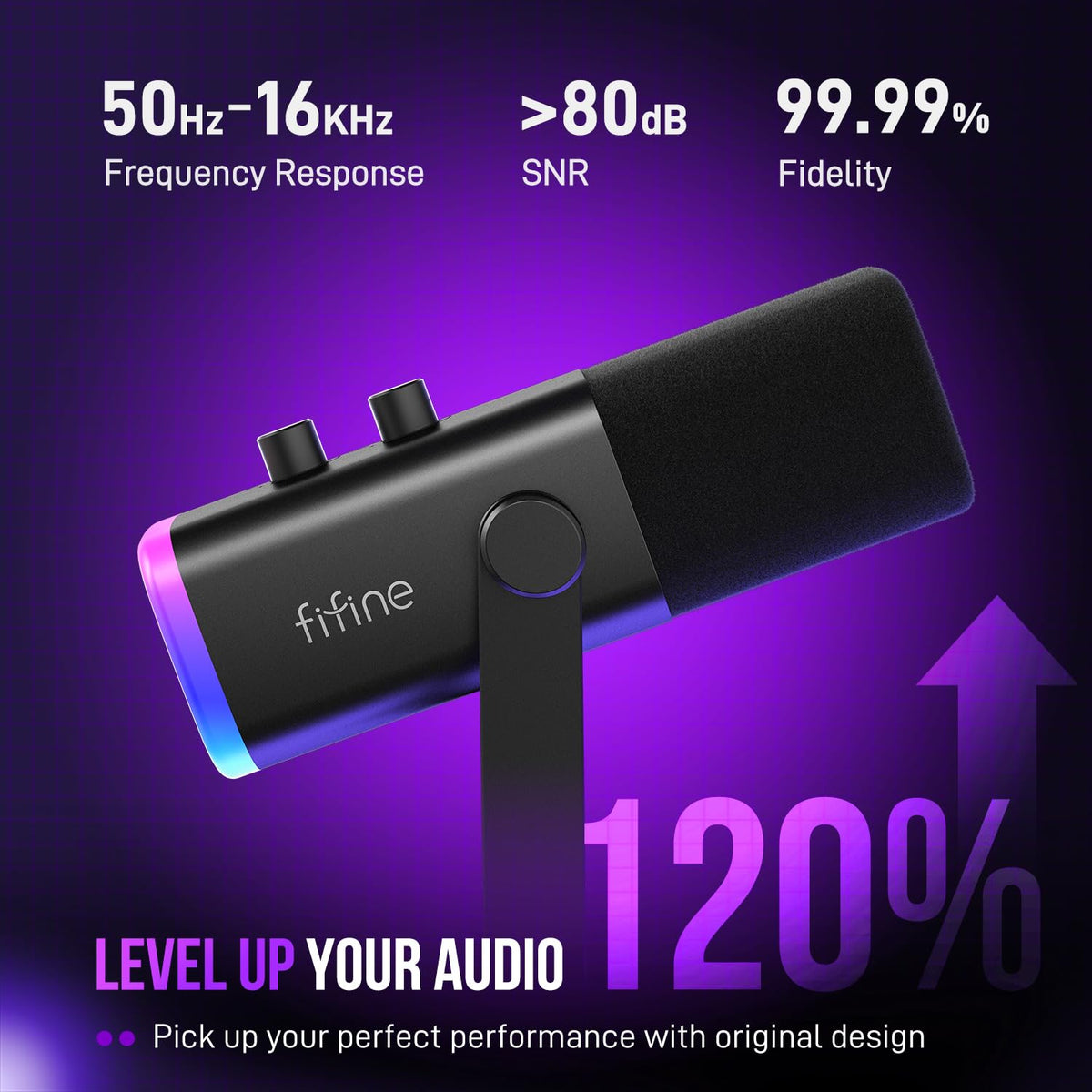 Dynamic USB & XLR Microphone with RGB Lighting