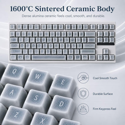 91-Key Ceramic Keycap Set with Ice Crack Finish