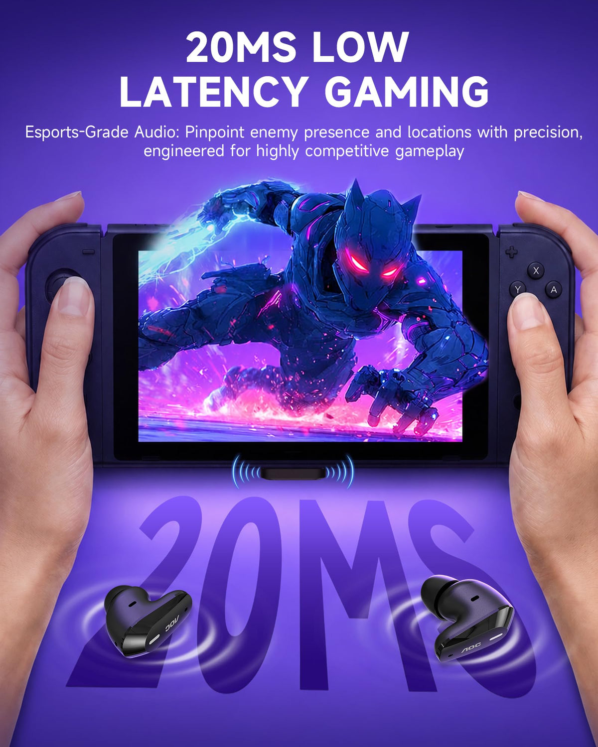 Wireless Gaming Earbuds with 2.4GHz USB-C Dongle