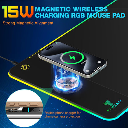 RGB Mouse Pad with 15W Magnetic Wireless Charging