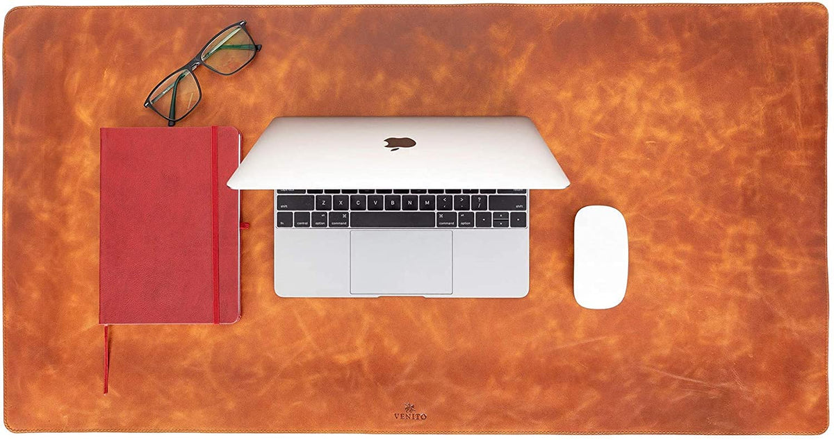 Premium Leather Desk Mat – Large 36 × 19 Inch