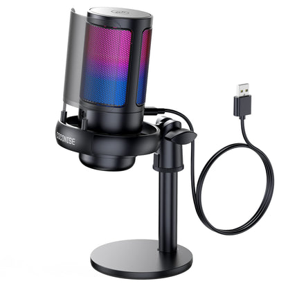 USB Gaming Microphone with RGB & Adjustable Boom Arm