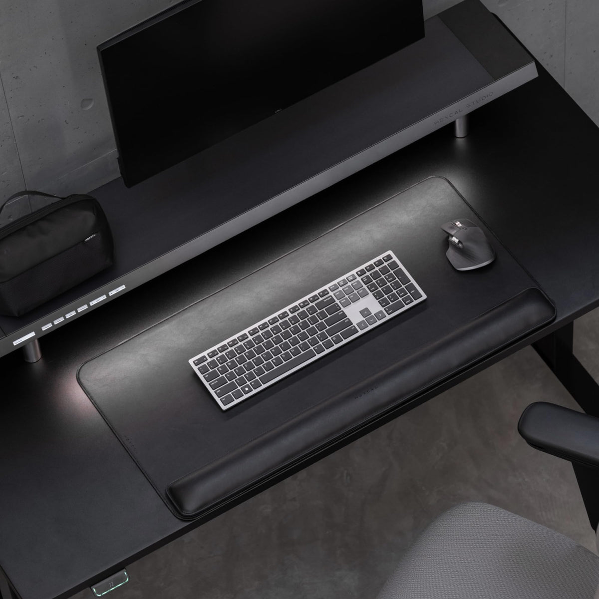 Vegan Leather Desk Mat with Ergonomic Wrist Rest