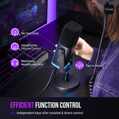 Dynamic USB & XLR Microphone with RGB Lighting