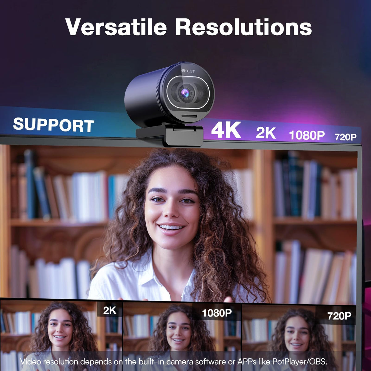EMEET S600 4K Webcam with Sony Sensor & Fill Light