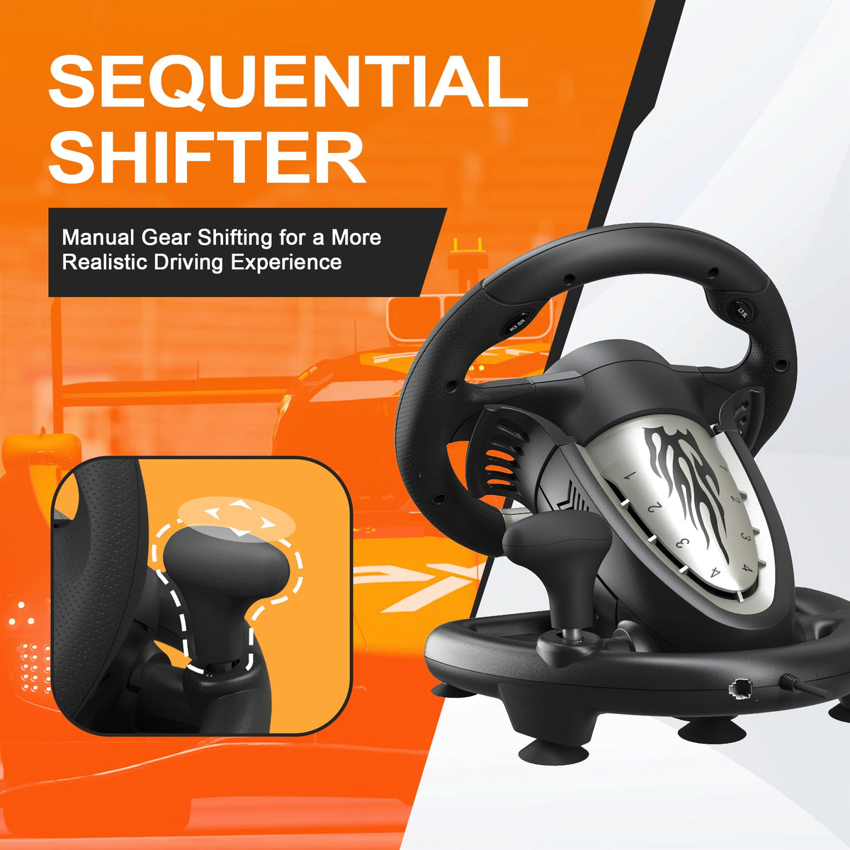 Gaming Racing Wheel & Pedal Set for Console and PC