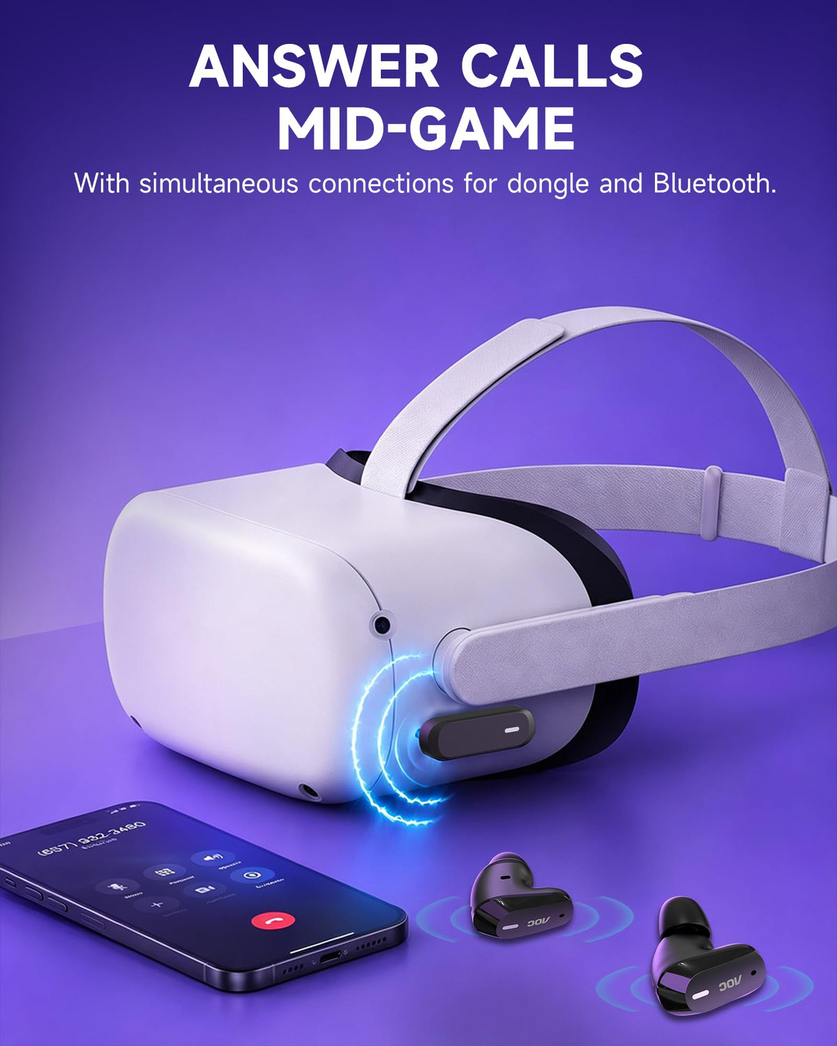 Wireless Gaming Earbuds with 2.4GHz USB-C Dongle