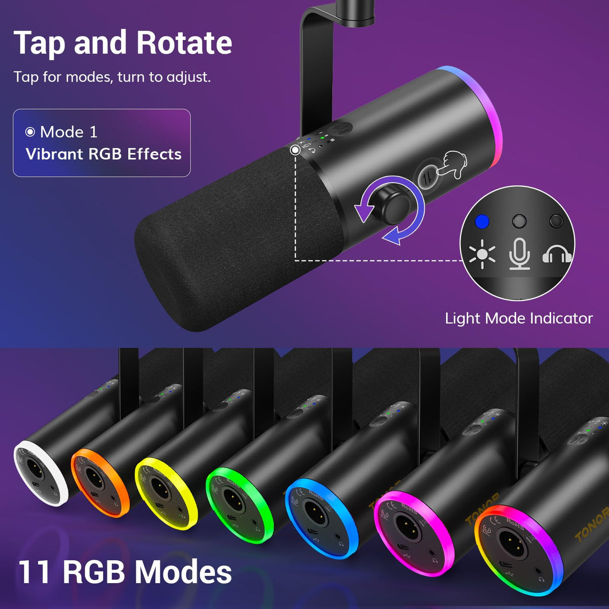 Dynamic USB & XLR Podcast Microphone with Mute
