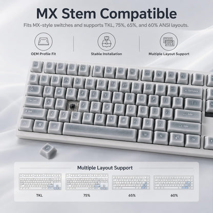 91-Key Ceramic Keycap Set with Ice Crack Finish