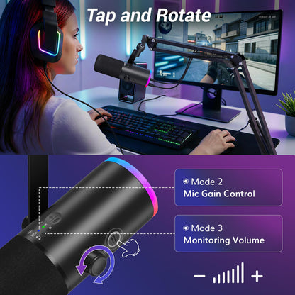 Dynamic USB & XLR Podcast Microphone with Mute