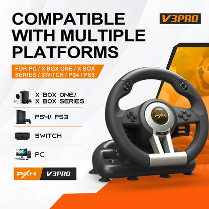 Gaming Racing Wheel & Pedal Set for Console and PC