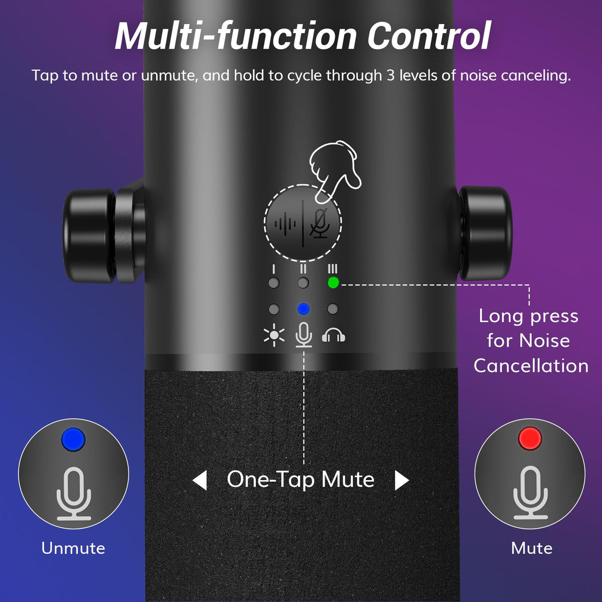 Dynamic USB & XLR Podcast Microphone with Mute