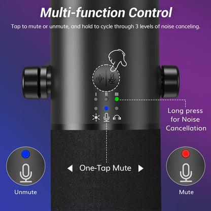 Dynamic USB & XLR Podcast Microphone with Mute