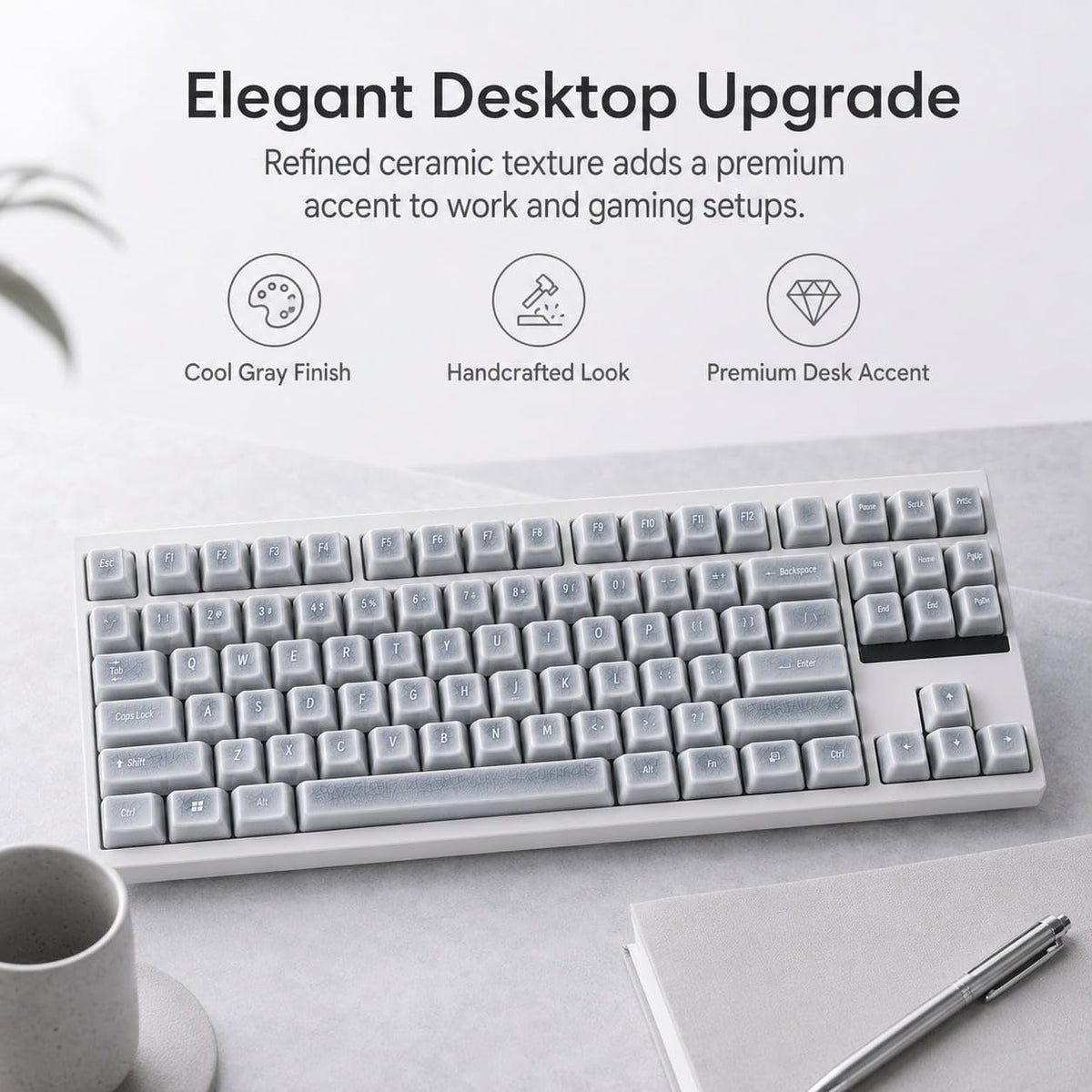 91-Key Ceramic Keycap Set with Ice Crack Finish