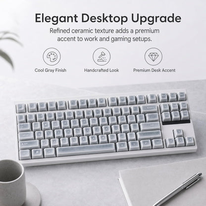 91-Key Ceramic Keycap Set with Ice Crack Finish