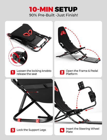 Foldable Racing Simulator Cockpit with Adjustable Frame