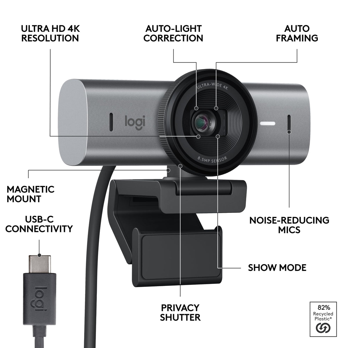 Logitech MX Brio 4K Webcam with 60 FPS Video
