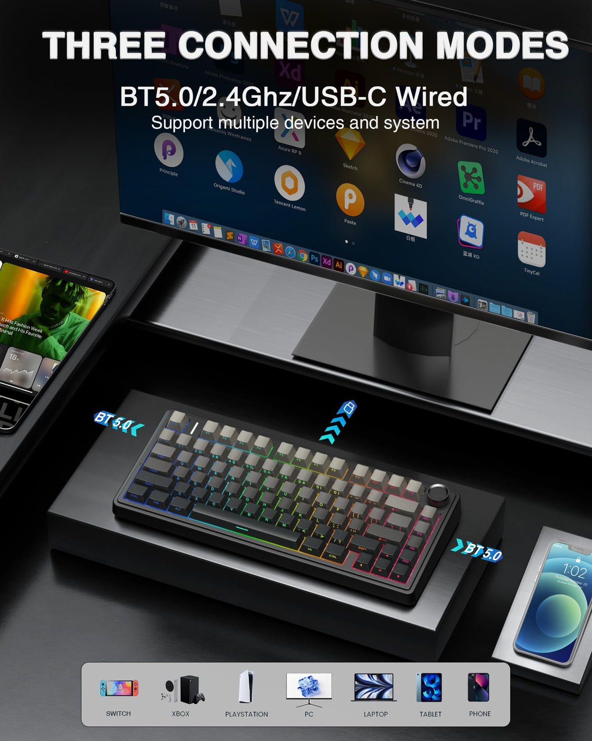 AULA Wireless Gasket Mechanical RGB Keyboard