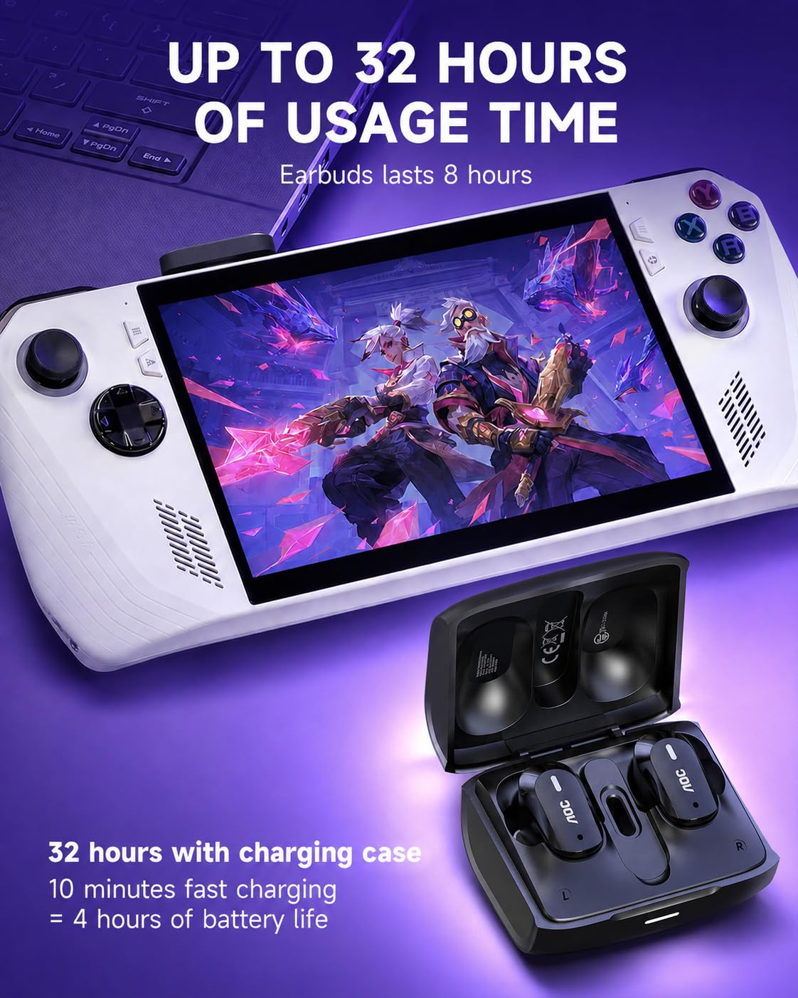 Wireless Gaming Earbuds with 2.4GHz USB-C Dongle