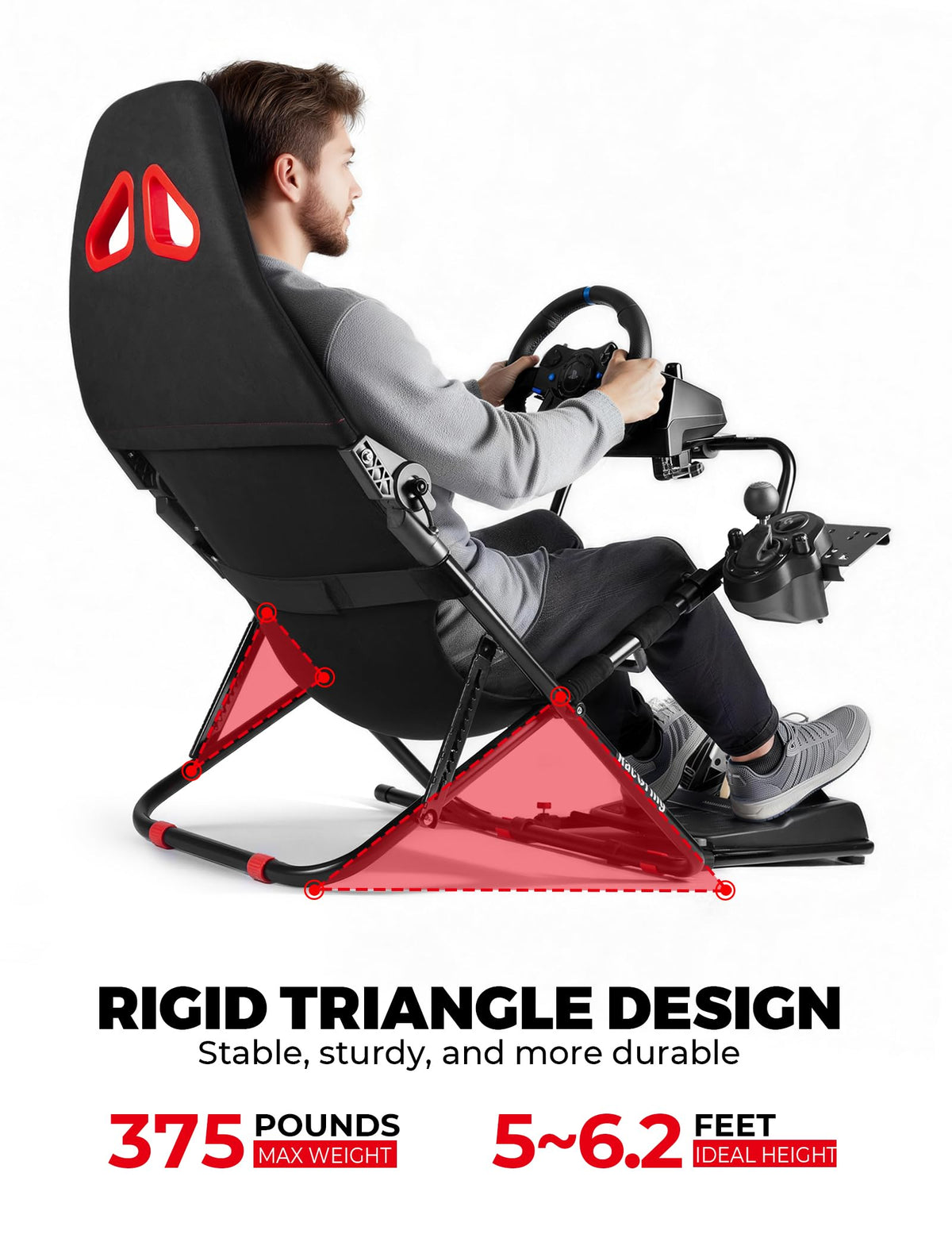 Foldable Racing Simulator Cockpit with Adjustable Frame