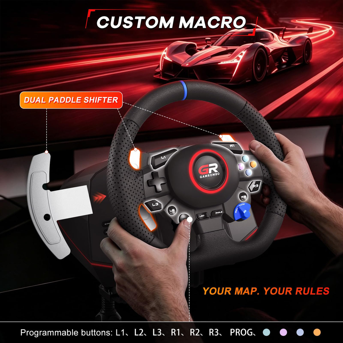 Multi-Platform Racing Steering Wheel for Console & PC