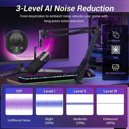 Dynamic USB & XLR Podcast Microphone with Mute