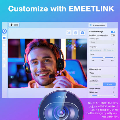 EMEET S600 4K Webcam with Sony Sensor & Fill Light