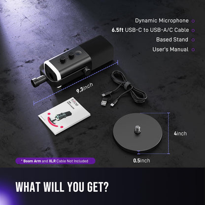 Dynamic USB & XLR Microphone with RGB Lighting