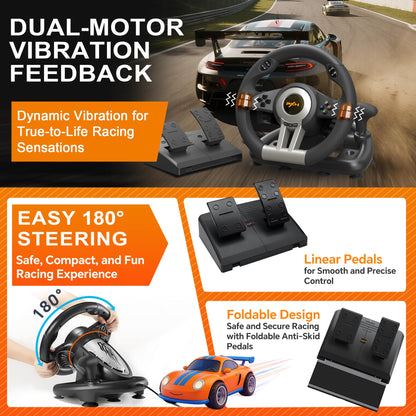 Gaming Racing Wheel & Pedal Set for Console and PC