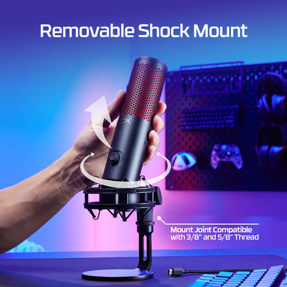 USB Gaming Microphone with LED & Shock Mount