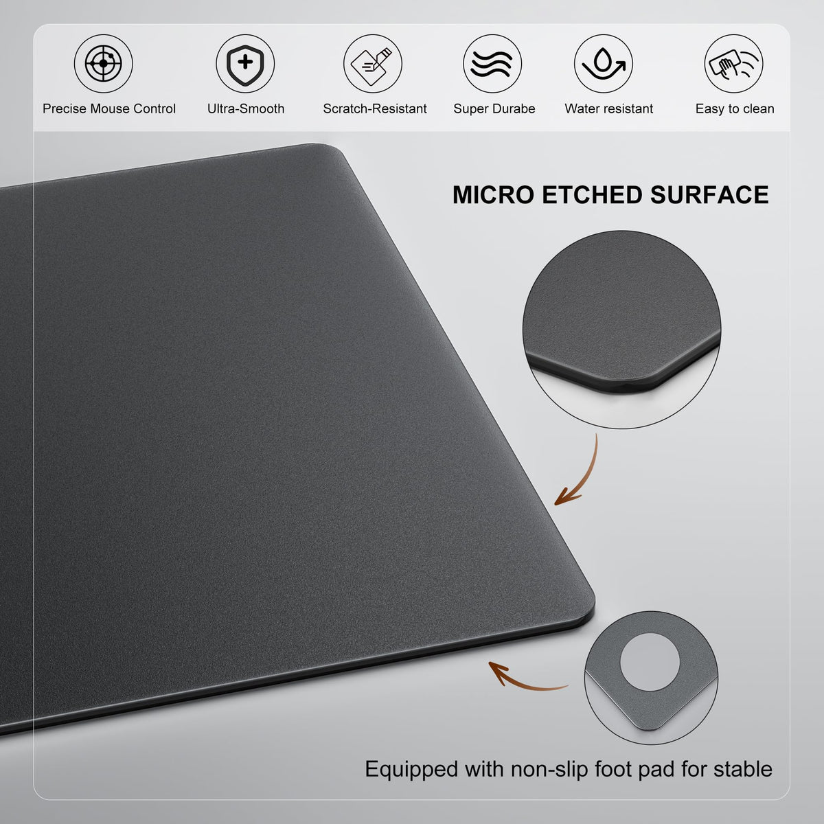 Large Glass Gaming Mouse Pad with Sandblasted Surface