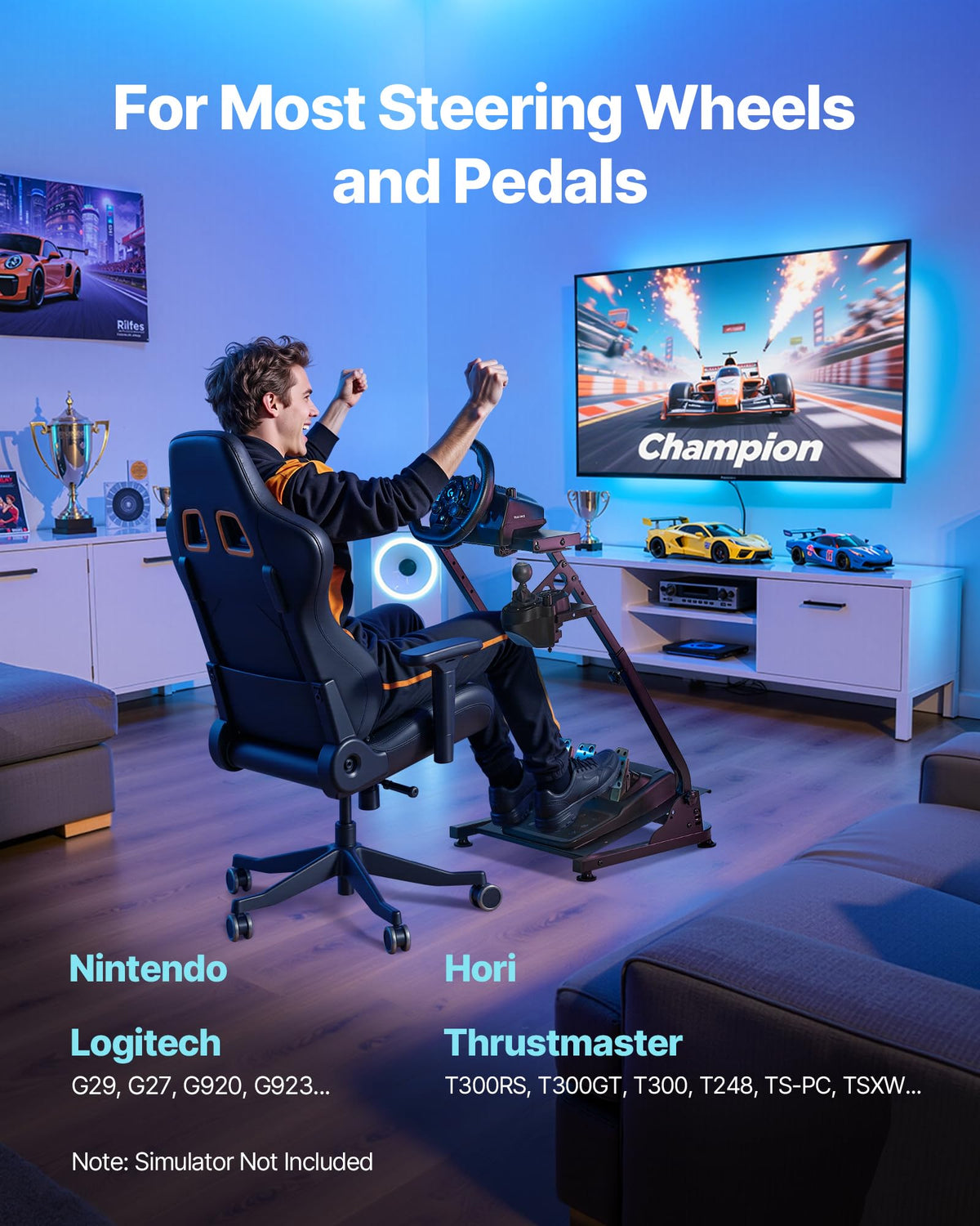 Adjustable Racing Wheel Stand for Driving Simulators