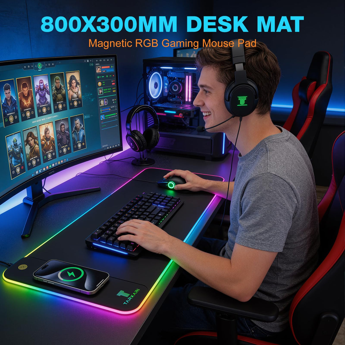 RGB Mouse Pad with 15W Magnetic Wireless Charging