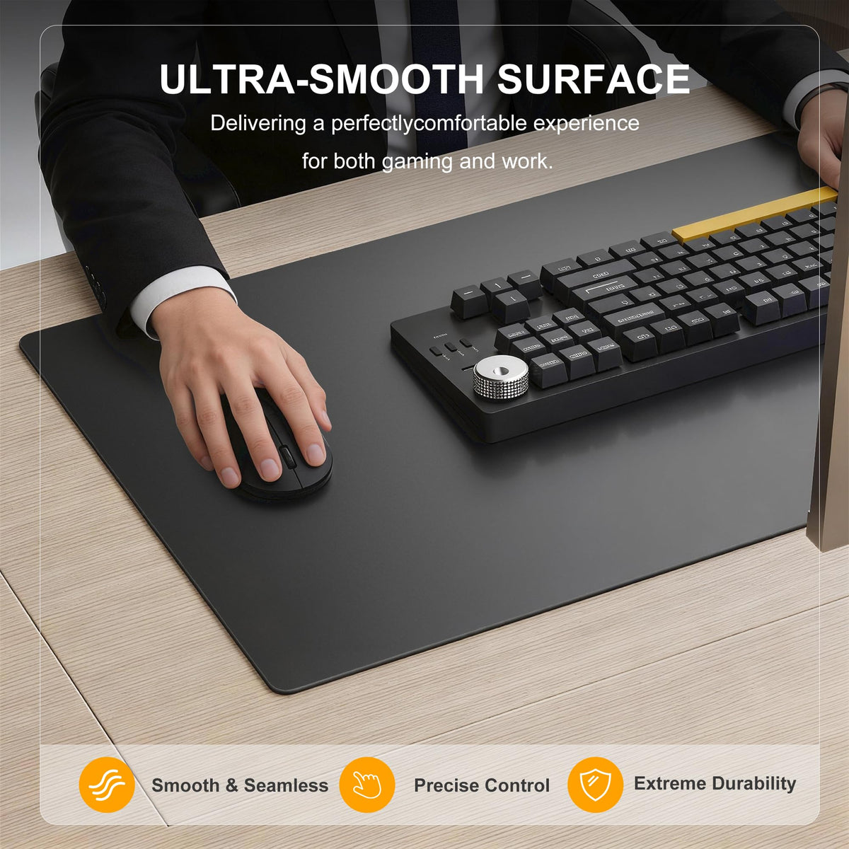Large Glass Gaming Mouse Pad with Sandblasted Surface