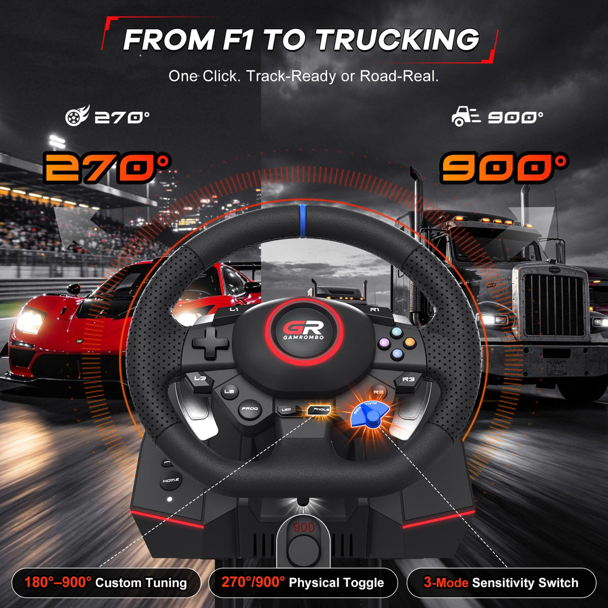 Multi-Platform Racing Steering Wheel for Console & PC