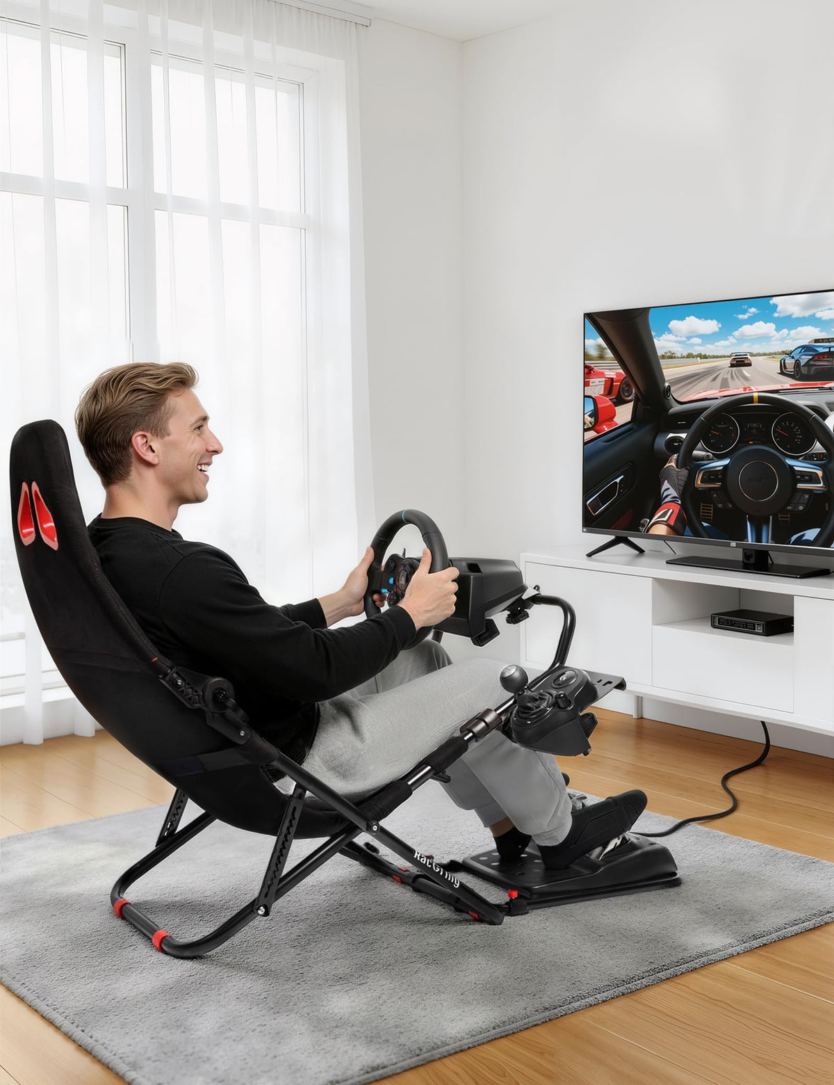 Foldable Racing Simulator Cockpit with Adjustable Frame