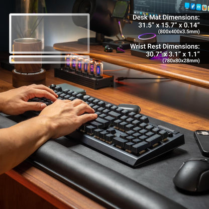 Vegan Leather Desk Mat with Ergonomic Wrist Rest