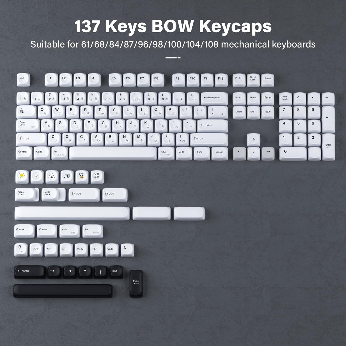 Japanese PBT Keycap Set with MOA Profile – 137 Keys