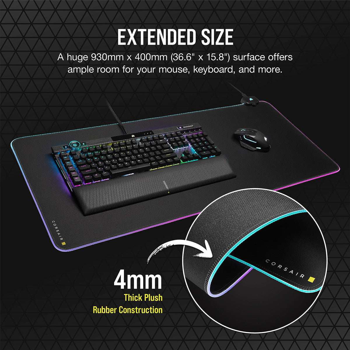 XXL RGB Gaming Desk Mat with Dual USB Hub